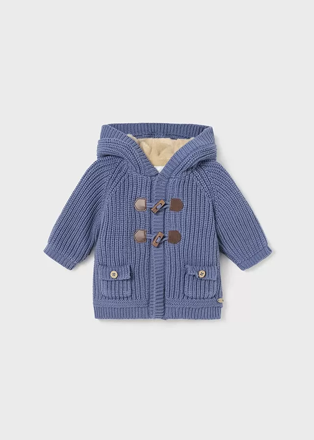 2302- Knit cardigan for newborn boy - Winterblue