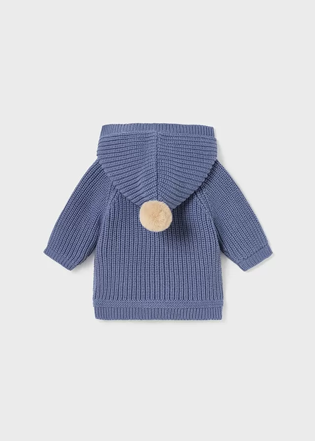 2302- Knit cardigan for newborn boy - Winterblue