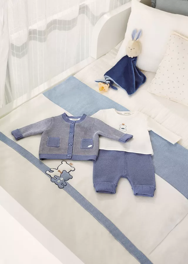 2513- 3 knit pcs set for newborn boy - Winterblue