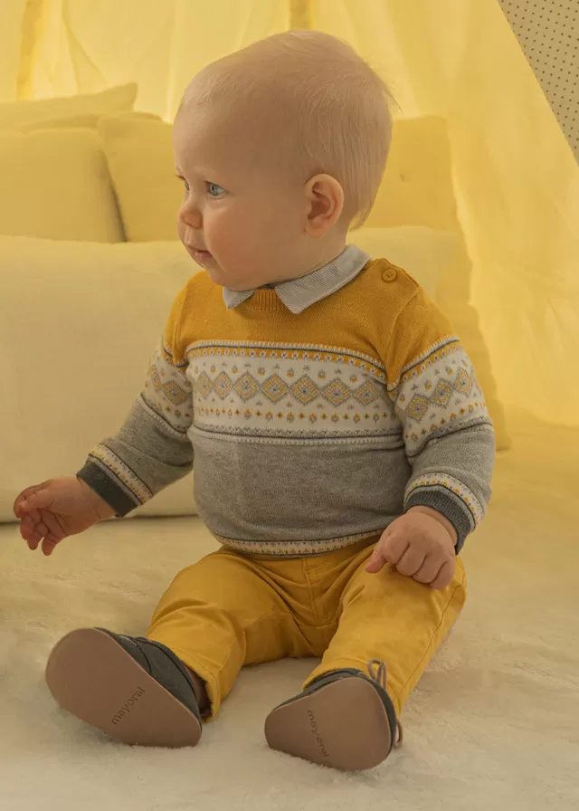 2517- Twill trousers for newborn boy - Orangy