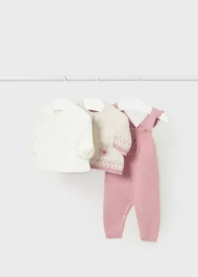 2665- Knit dungarees set for newborn girl - h- Quartz