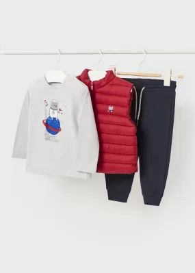 2695- Shirt pant & vest set for baby boy - Red