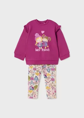 2767- Pullover and leggings set for baby girl - Magenta