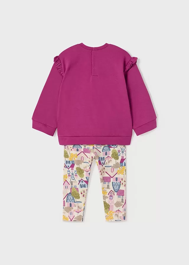 2767- Pullover and leggings set for baby girl - Magenta