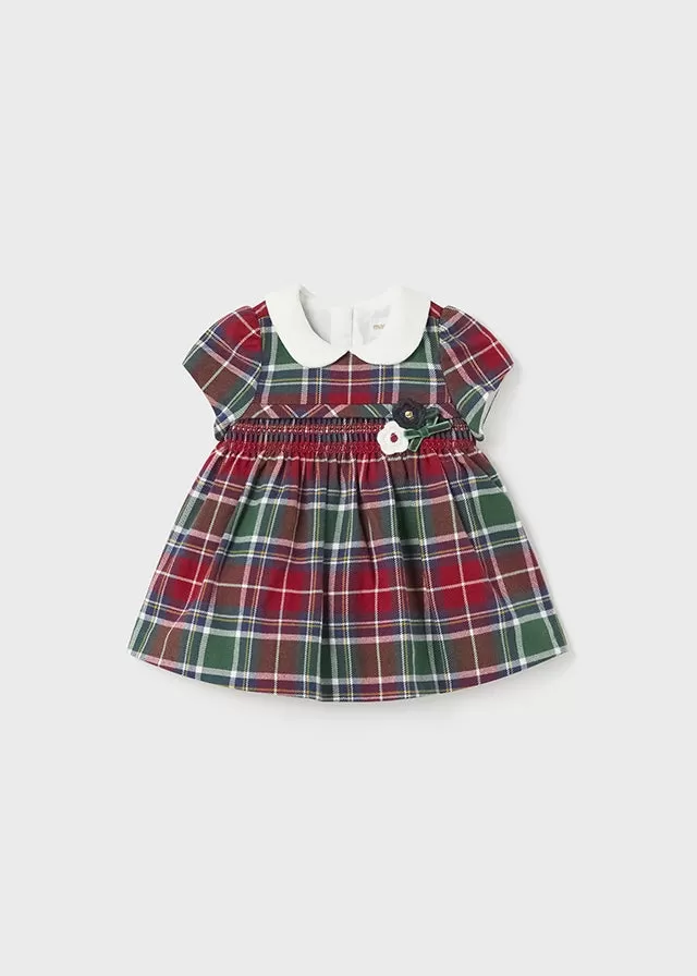 2864- S/s Smocked dress for newborn girl - Cherry