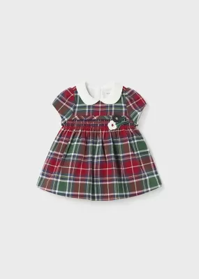 2864- S/s Smocked dress for newborn girl - Cherry