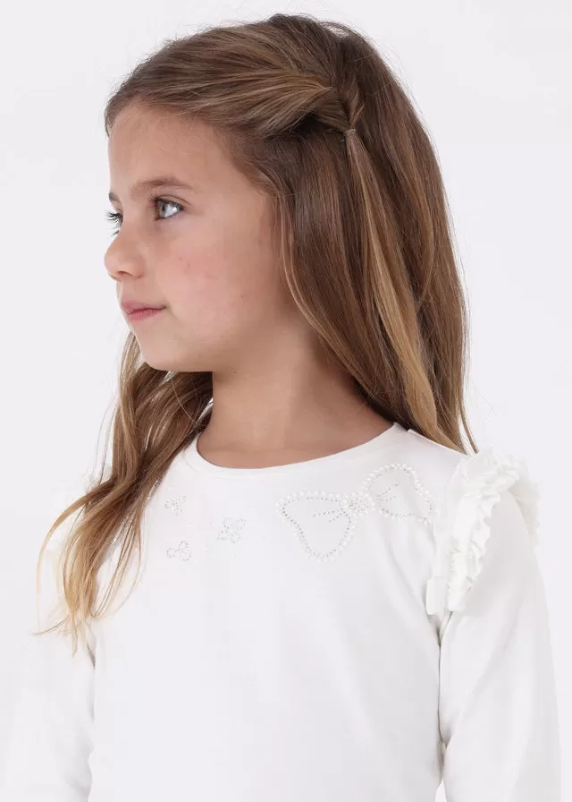 4003- L/s shirt for girl - Natural