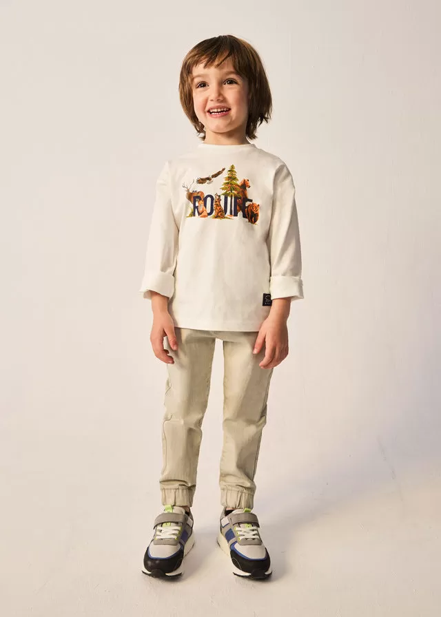 4021- L/s t-shirt for boy - Cream