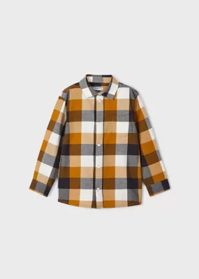 4111- L/s checked shirt for boy - Ochre