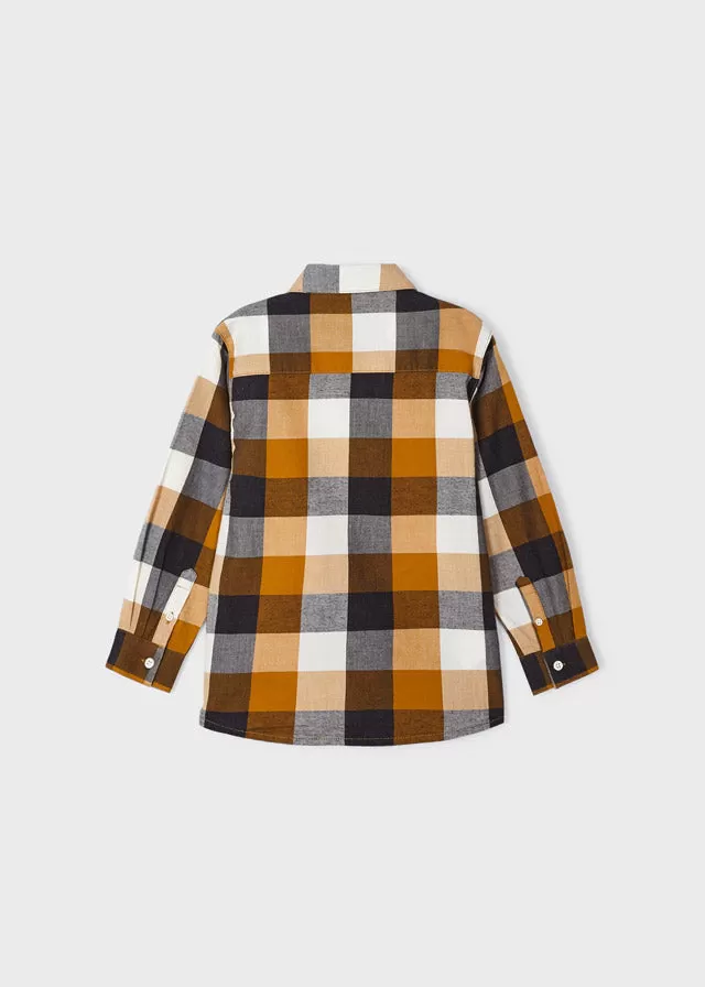 4111- L/s checked shirt for boy - Ochre