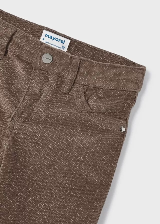 4503- Corduroy glitter pants for girl - Mocha