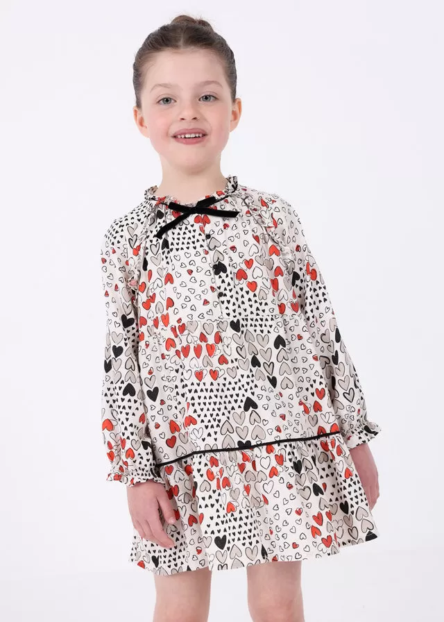 4922- Printed dress for girl - Black