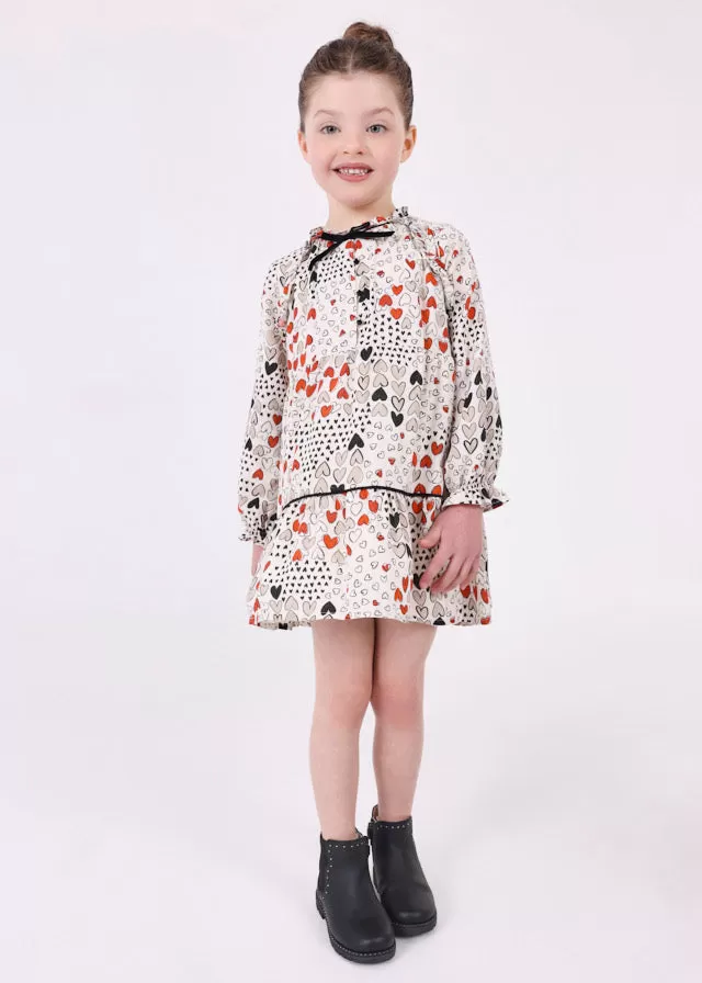 4922- Printed dress for girl - Black