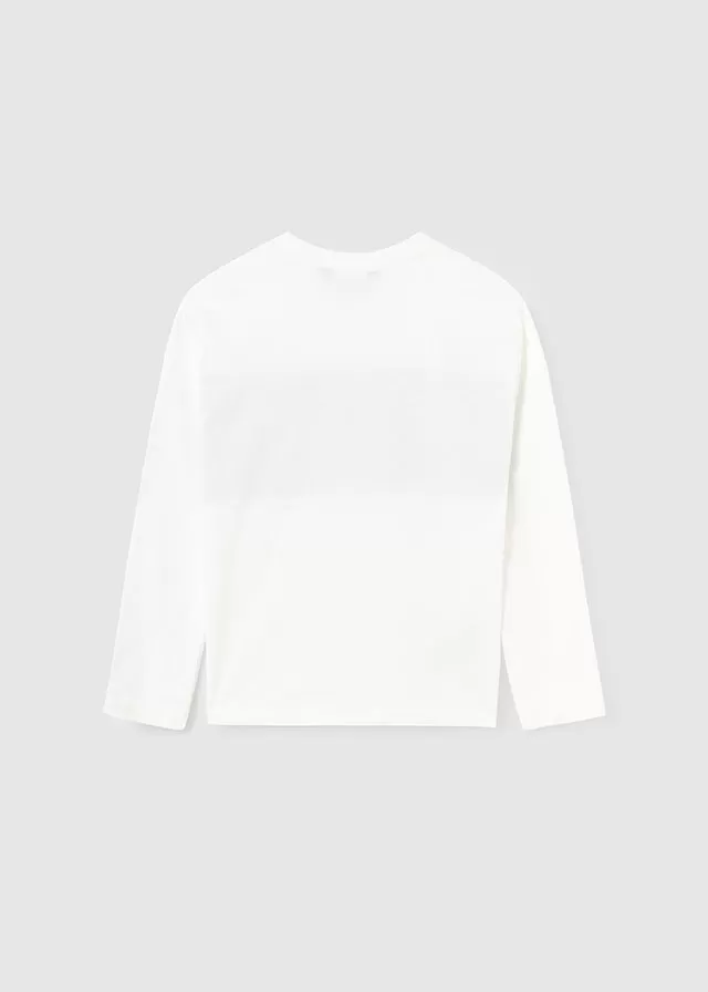 7076- contrast l/s t-shirt for teen boy - Cream