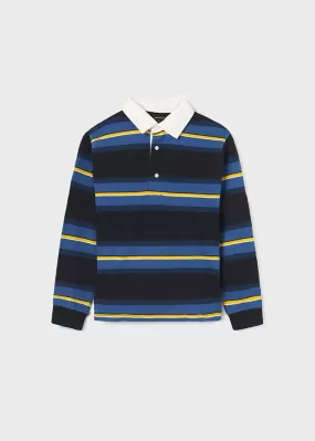 7182- L/s stripes polo for teen boy - ArcticBlue