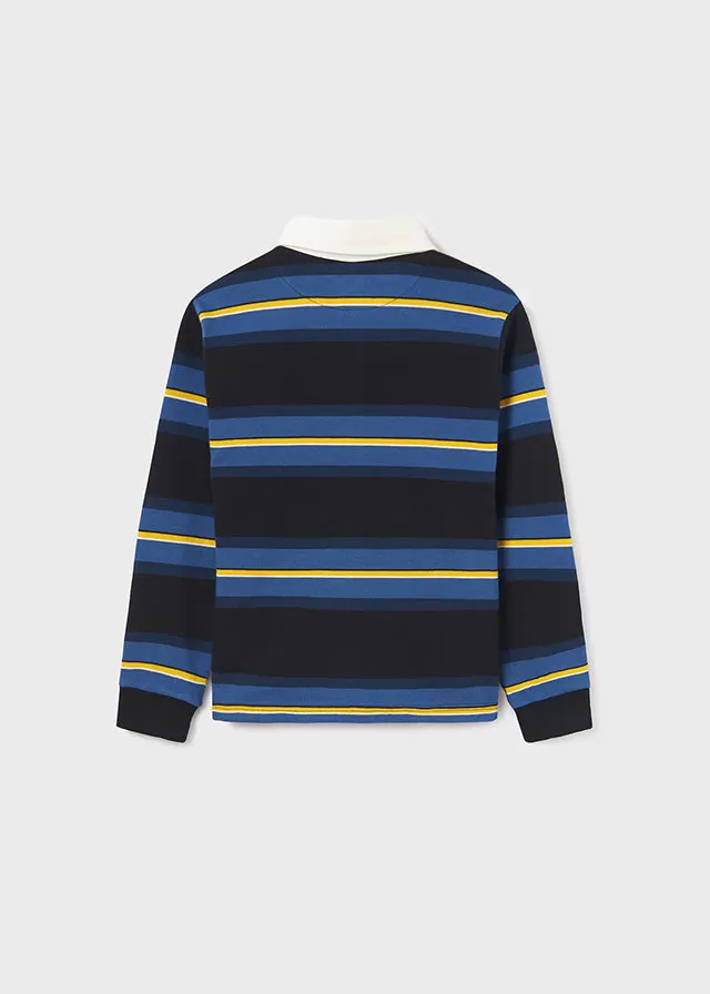 7182- L/s stripes polo for teen boy - ArcticBlue