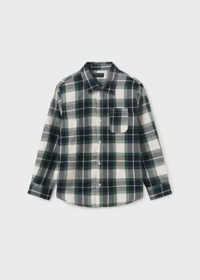 7188- L/s checked shirt for teen boy - Mint