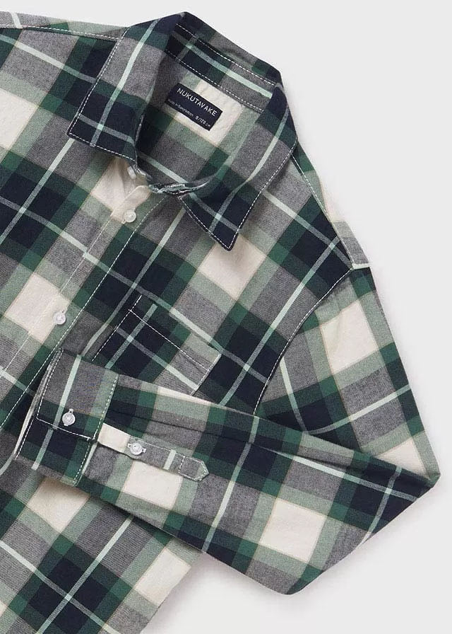 7188- L/s checked shirt for teen boy - Mint