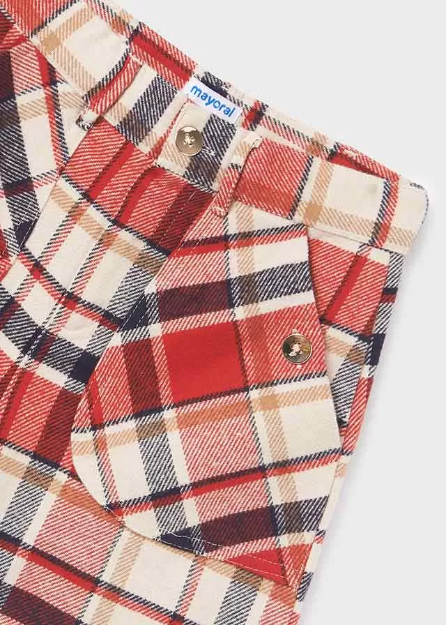 7209- Plaid shorts for teen girl - Red