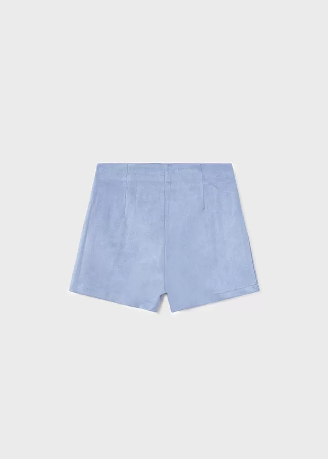 7210- Faux suede shorts for teen girl - French Blu