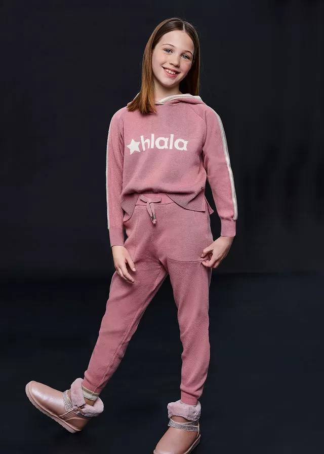 7513- Long knit trousers set for teen girl - h- Quartz