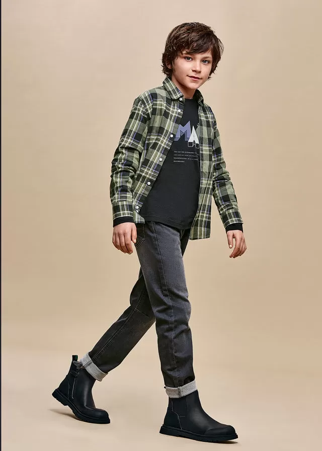 7527- Soft denim jogger pants for teen boy - Dark Grey