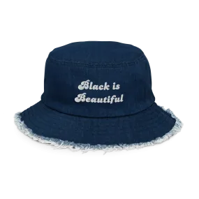 Black is Beautiful Distressed Denim Bucket Hat