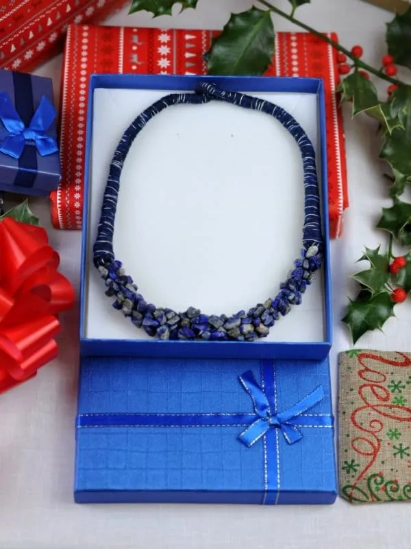 Blue Beaded Choker Necklace - African Clothing Store | JT Aphrique