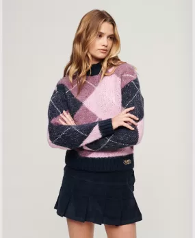 Boxy Pattern Knit Jumper | Navy Argyle