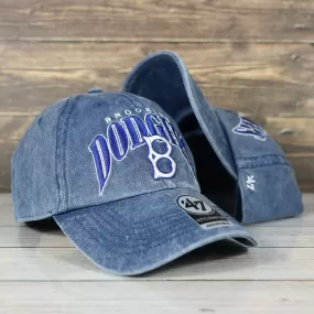 Brooklyn Dodgers Throwback Distressed Blue Dad Hat | Blue Adjustable Baseball Cap