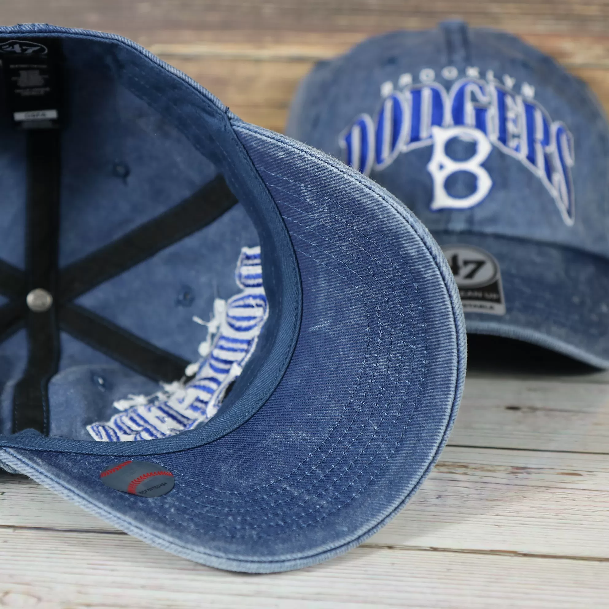 Brooklyn Dodgers Throwback Distressed Blue Dad Hat | Blue Adjustable Baseball Cap