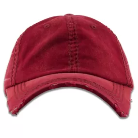 Burgundy Washed Pigment Distressed Dad Hat