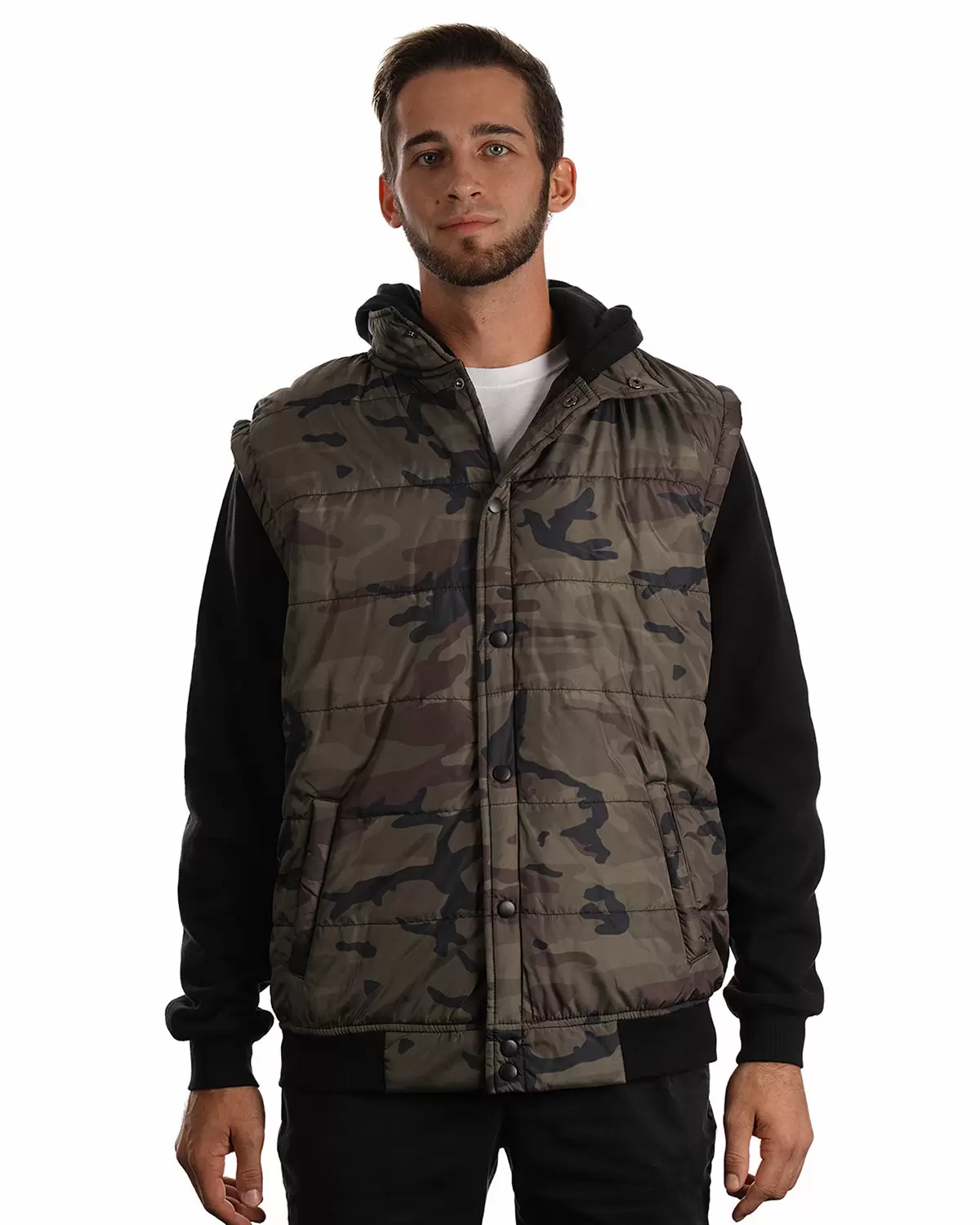 Burnside Clothing 8701 Nylon Vest with Fleece Sleeves SKU: 8701