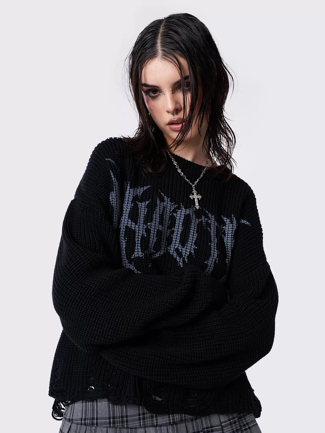 Chaotic Distressed Knit Jumper