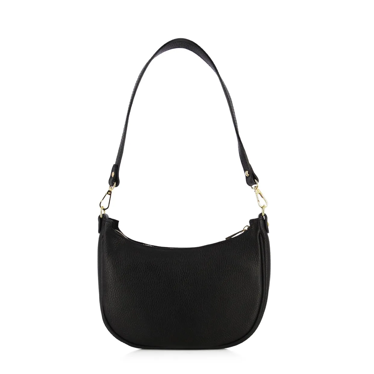 Classic Leather Shoulder Bag -Black