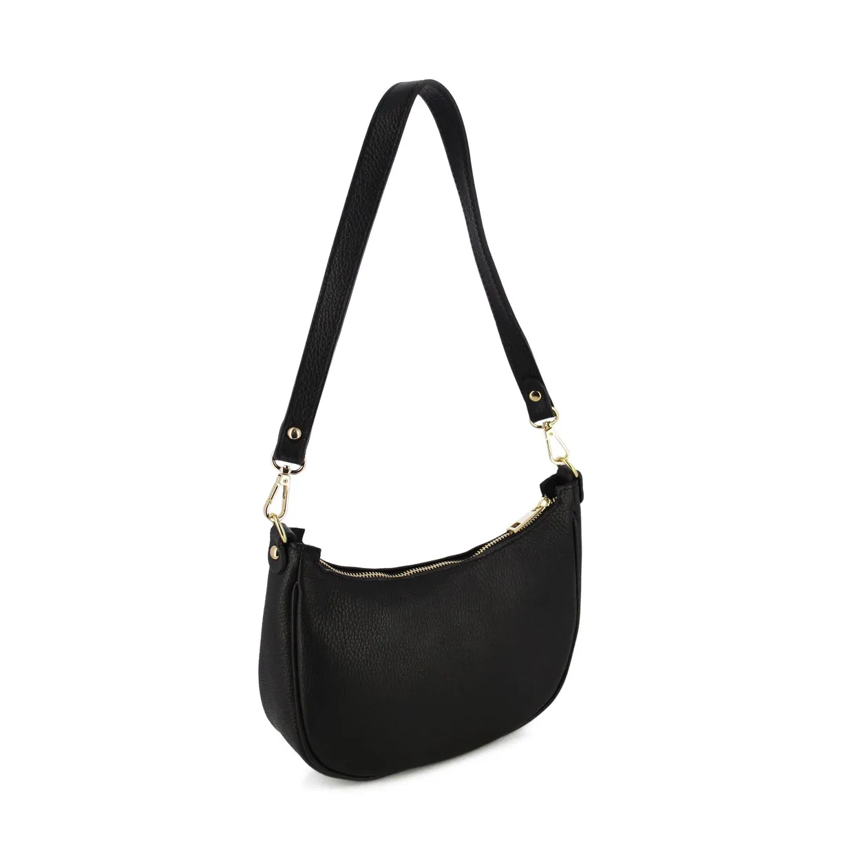 Classic Leather Shoulder Bag -Black