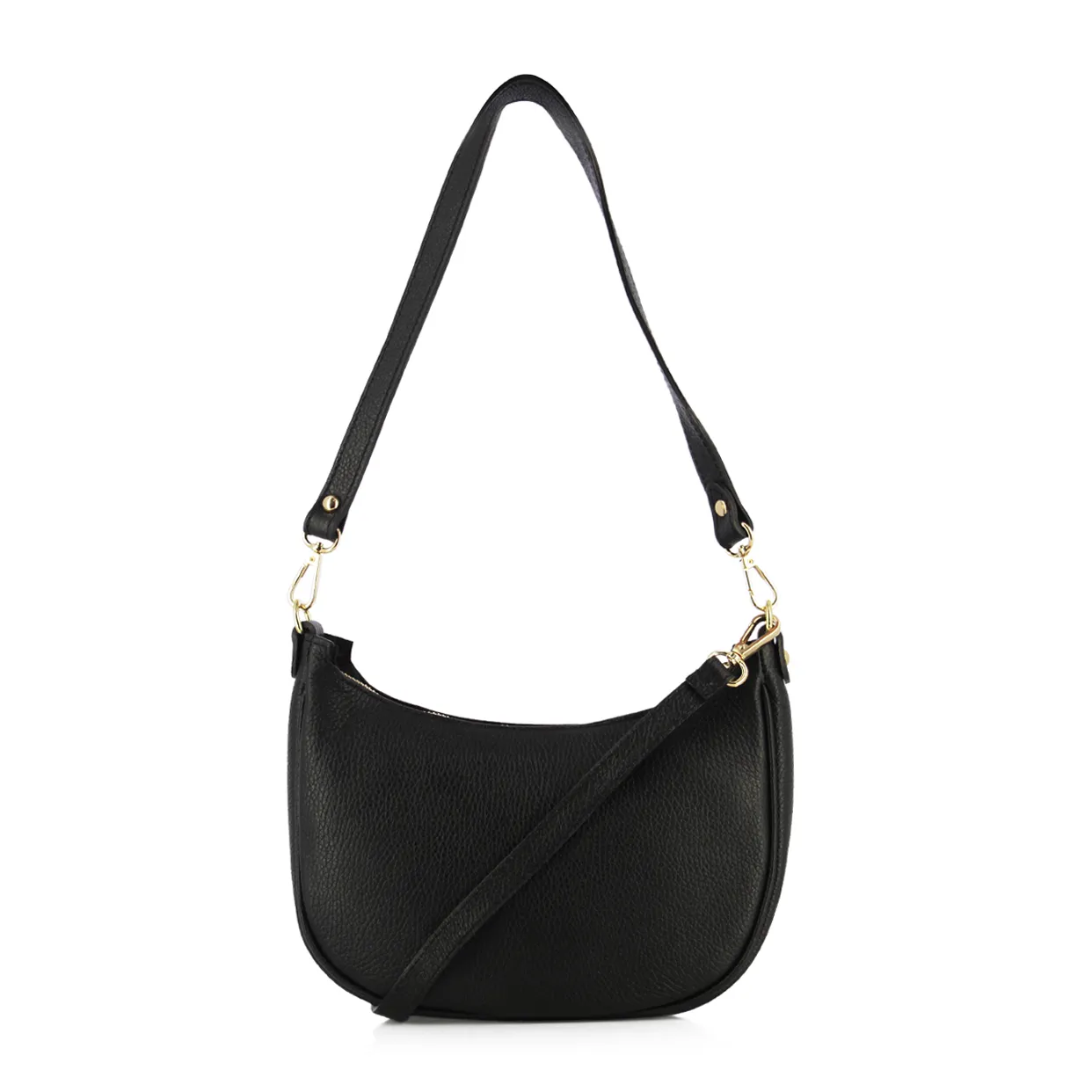 Classic Leather Shoulder Bag -Black