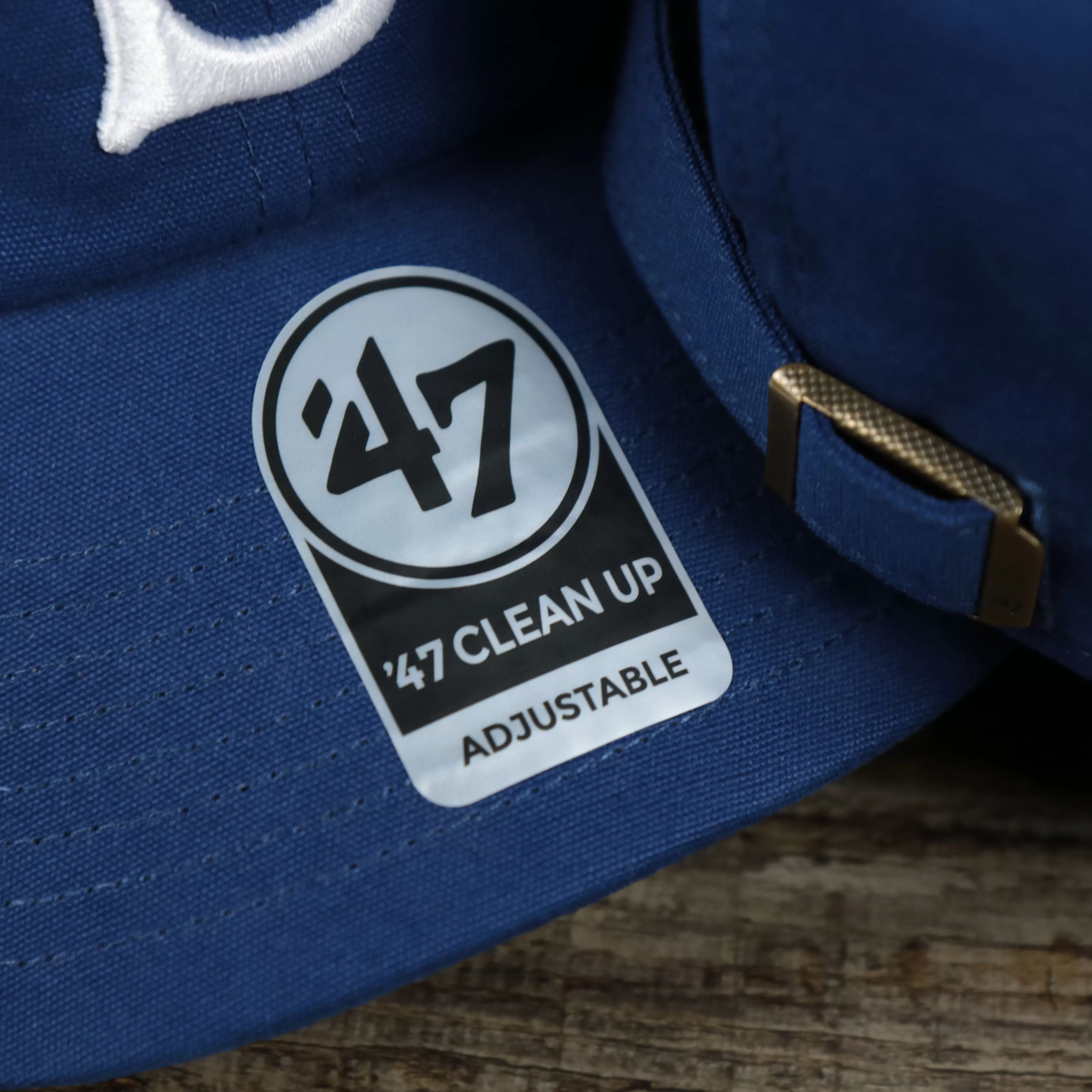 Cooperstown Brooklyn Dodgers Cooperstown Collection Side Patch Leather Brown Undervisor Dad Hat | Vintage Royal Blue Dad Hat