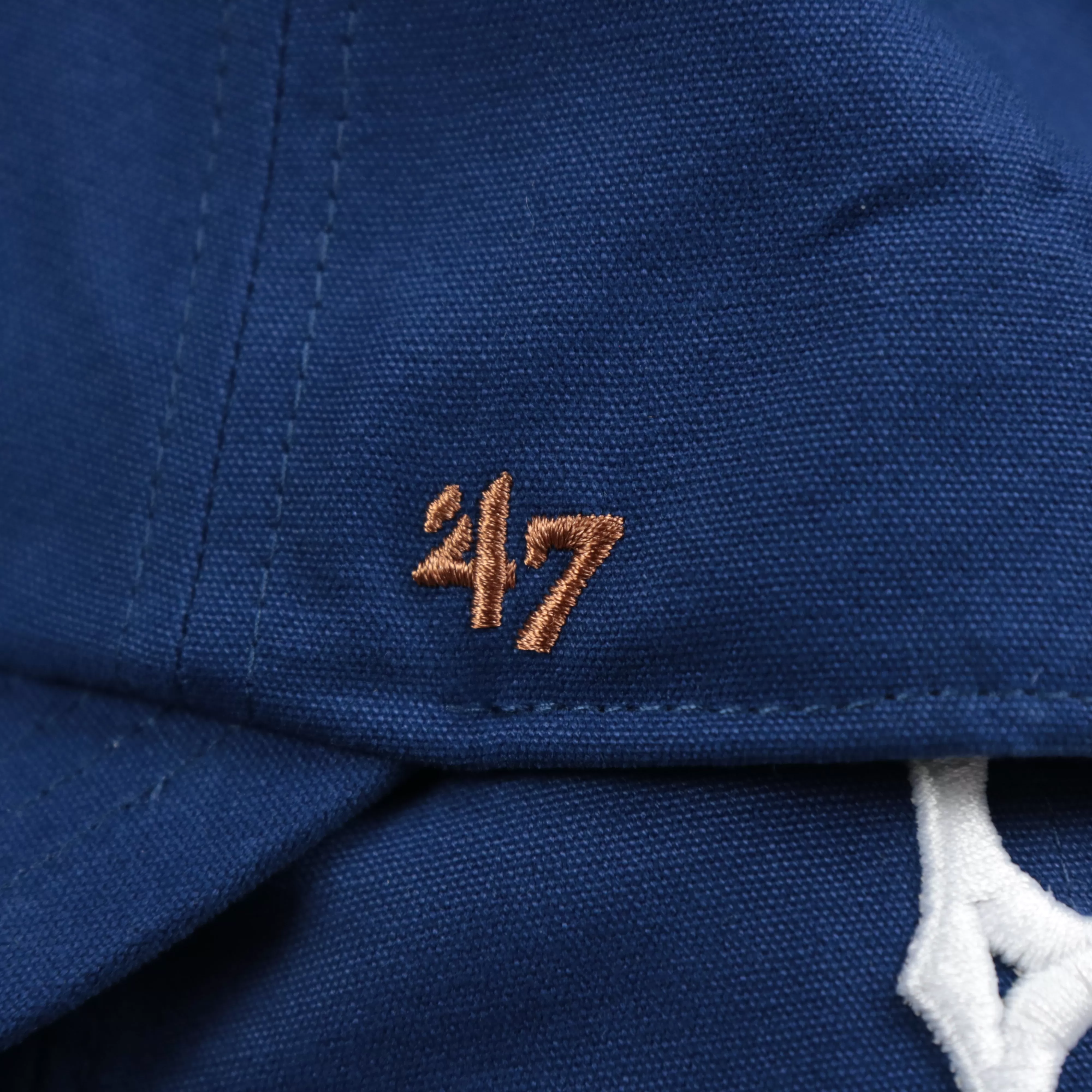 Cooperstown Brooklyn Dodgers Cooperstown Collection Side Patch Leather Brown Undervisor Dad Hat | Vintage Royal Blue Dad Hat