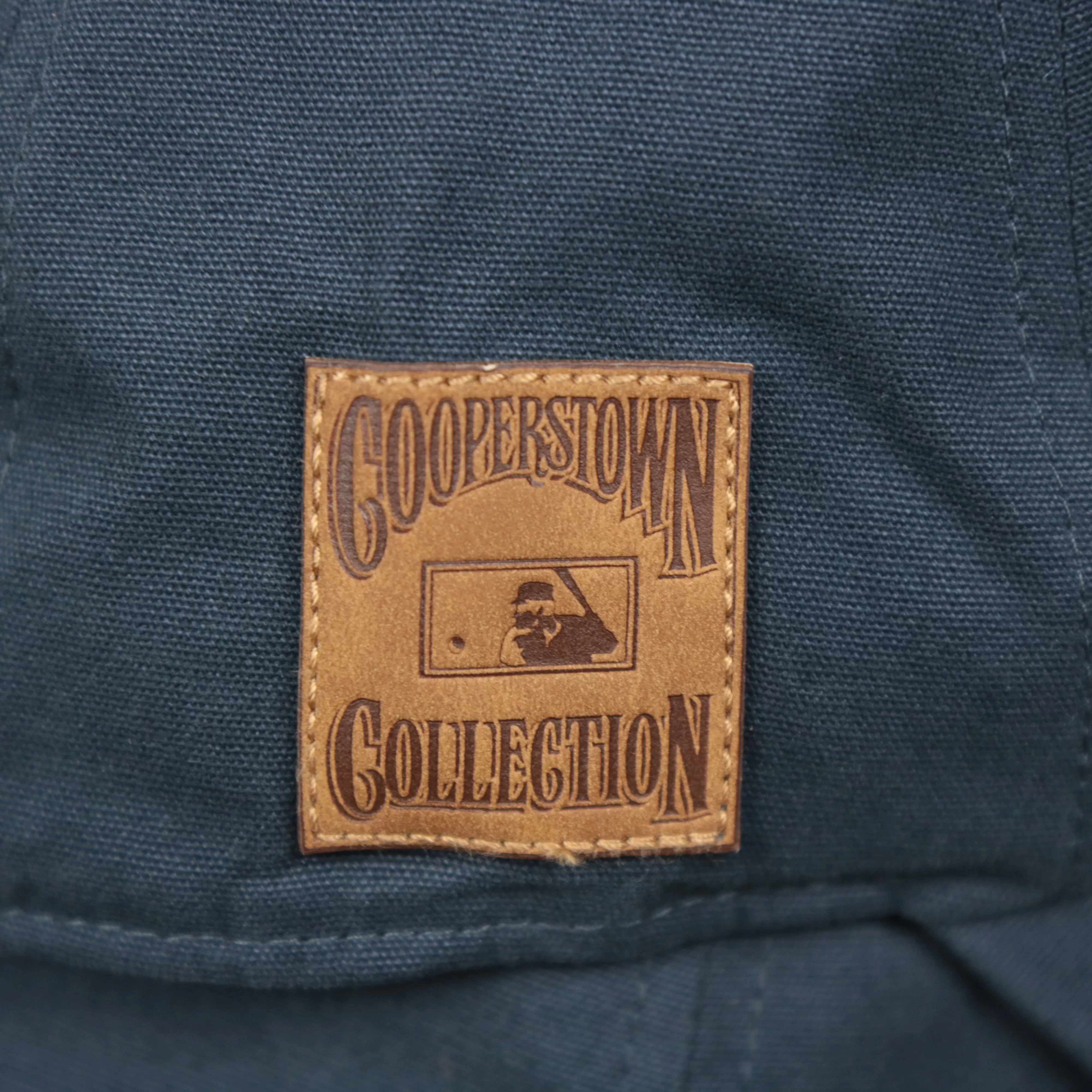 Cooperstown Minnesota Twins Cooperstown Collection Side Patch Leather Brown Undervisor Dad Hat | Vintage Navy Dad Hat