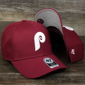 Cooperstown Philadelphia Phillies Retro Phillies Logo Gray Bottom Dad Hat | Maroon Dad Hat