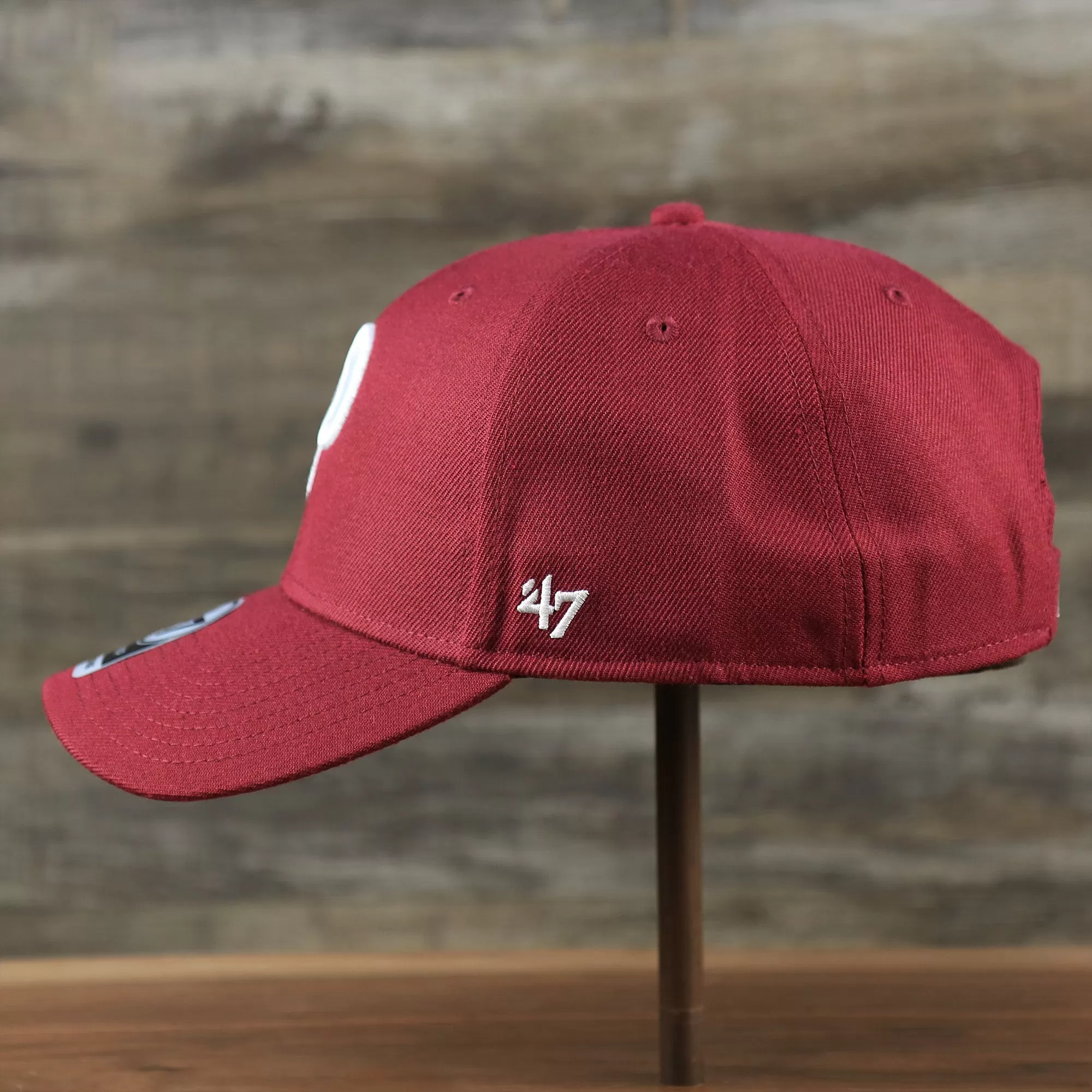 Cooperstown Philadelphia Phillies Retro Phillies Logo Gray Bottom Dad Hat | Maroon Dad Hat