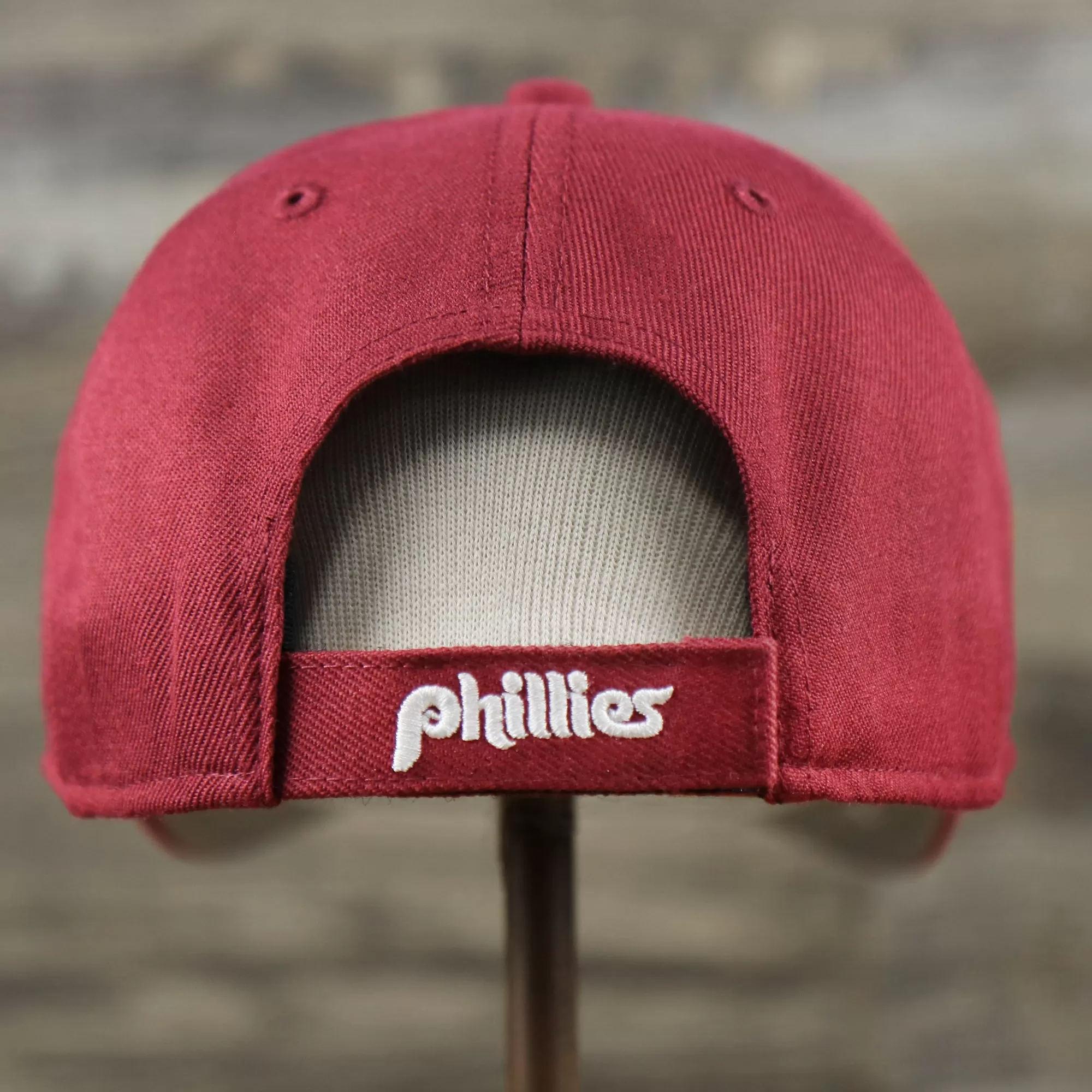 Cooperstown Philadelphia Phillies Retro Phillies Logo Gray Bottom Dad Hat | Maroon Dad Hat