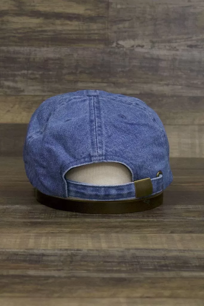 Denim Inspired Bent Rim Low Adjustable Dad Hat  |Blue Denim Dad Hat