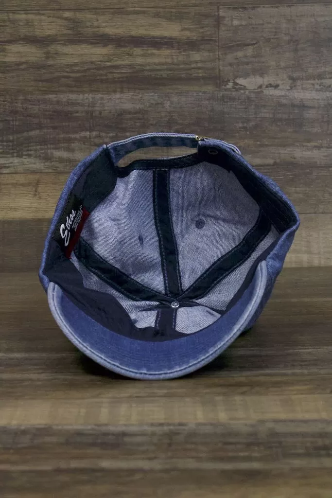 Denim Inspired Bent Rim Low Adjustable Dad Hat  |Blue Denim Dad Hat