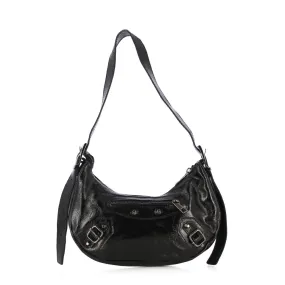 Detailed Buckle Shoulder Bag -Black