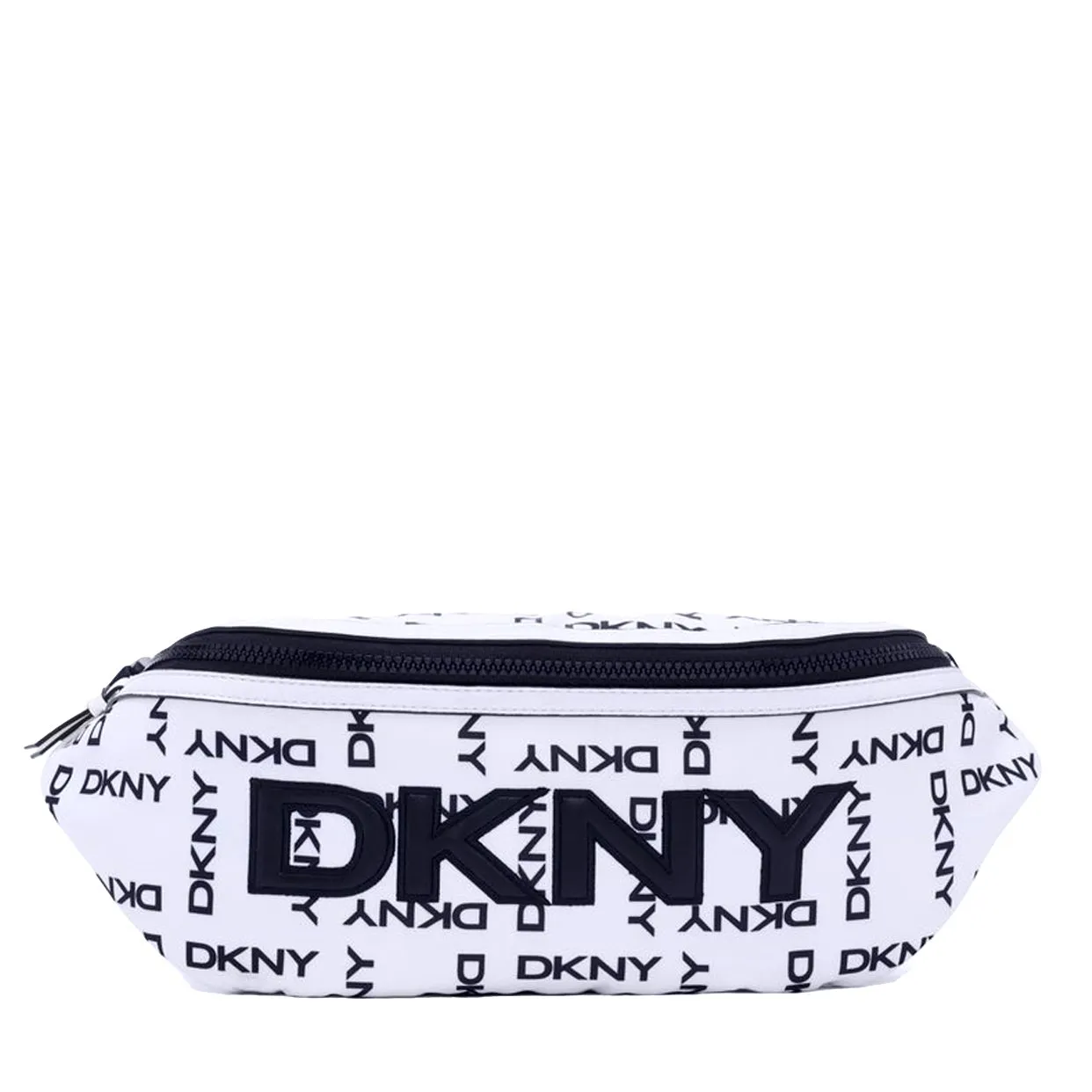 DKNY Logo Print Sling Bag -White/Black