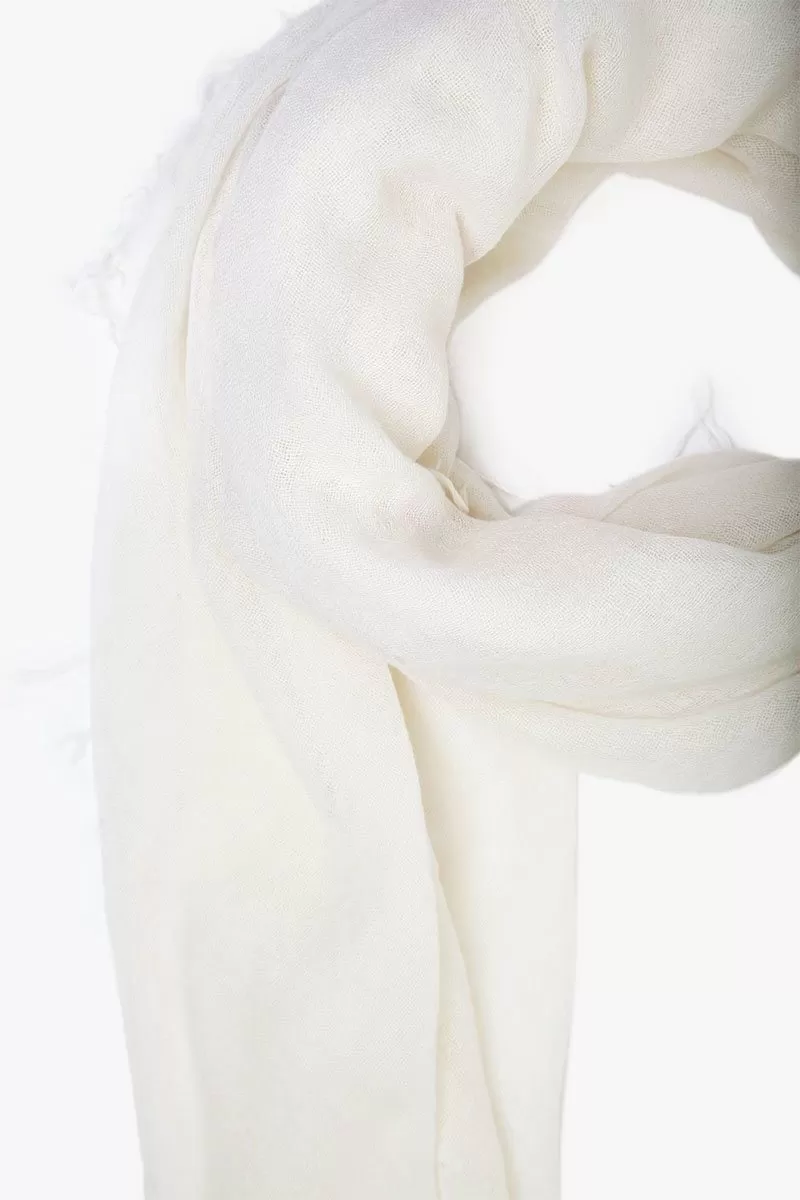 Eggshell Cashmere and Silk Scarf