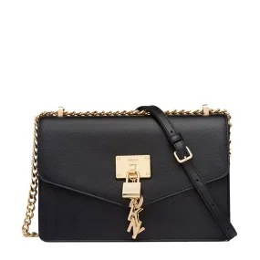 Elissa Large Shoulder Flap Bag -Black