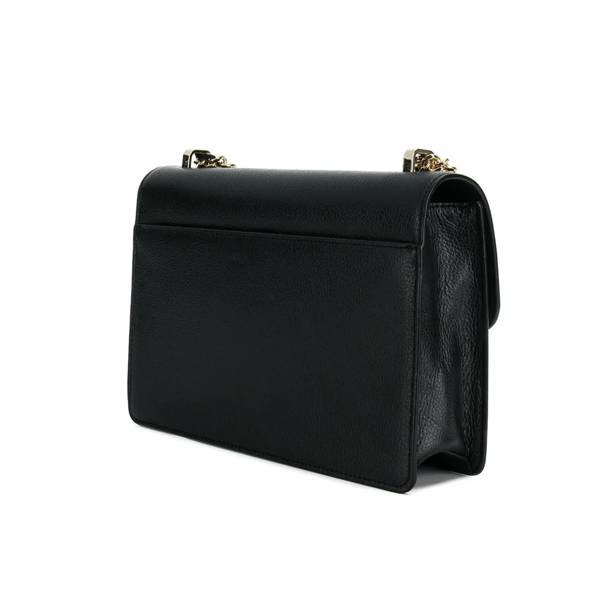 Elissa Large Shoulder Flap Bag -Black